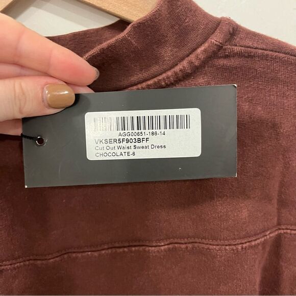 Nasty Gal Cut Out Fitted Sweatshirt Dress Size 2 Chocolate - Picture 11 of 16